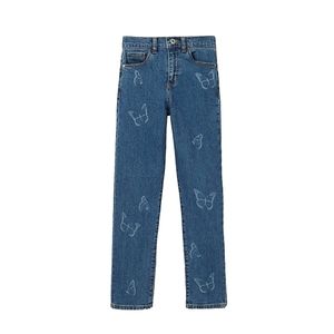 New! Girls' Art Class high rise adjustable waist blue butterfly jeans